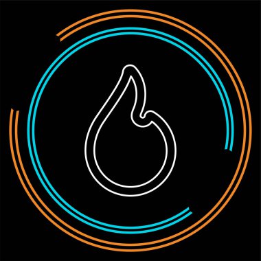 vektör alev ateş, işareti ateş - sıcak izole sembol yanmak. İnce çizgi piktogram - anahattı kontur