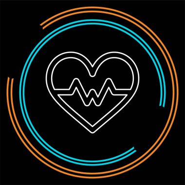 vektör kalp simgesi, durum izleyici, sağlık. İnce çizgi piktogram - anahattı kontur