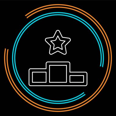 Kazanan podyum simgesi, ilk Ödülü, başarı sembolü. İnce çizgi piktogram - anahattı kontur