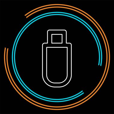 pendrive işareti illüstrasyon, usb simge - teknoloji bağlantı simgesi. İnce çizgi piktogram - anahattı kontur