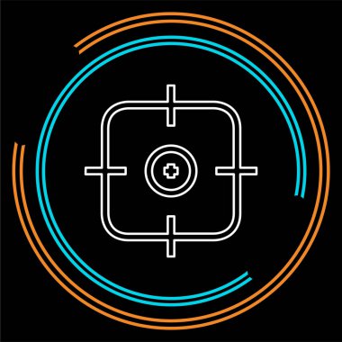 ince artı simgesi - vektör hedef nişan, keskin nişancı sembolü - illüstrasyon silah. İnce çizgi piktogram - anahattı kontur