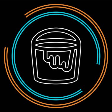 vektör resim kova illüstrasyon izole, resim iş, resim işareti ve sembolü. İnce çizgi piktogram - anahattı kontur