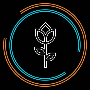 Çiçek illüstrasyon - izole çiçek bitki doğa - gül lale sanat simge vektör. İnce çizgi piktogram - anahattı kontur