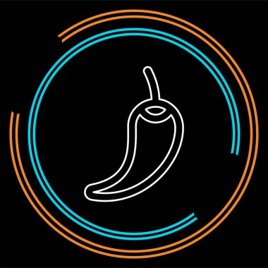 sıcak biber biber illüstrasyon vektör, sebze sembolü - Meksika yemeği baharat. İnce çizgi piktogram - anahattı kontur