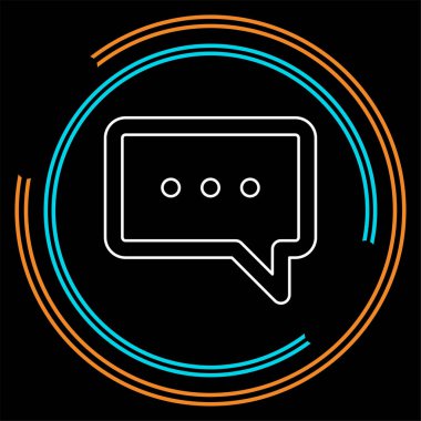 Sohbet vektör. SMS - sms, iletişim simgesi, konuşma balonu ile telefon simgesi. İnce çizgi piktogram - anahattı kontur