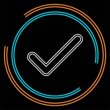 Onaylamak veya onaylanmış sembolü - onay işareti simgesi. Düğme Evet. İnce çizgi piktogram - anahattı kontur