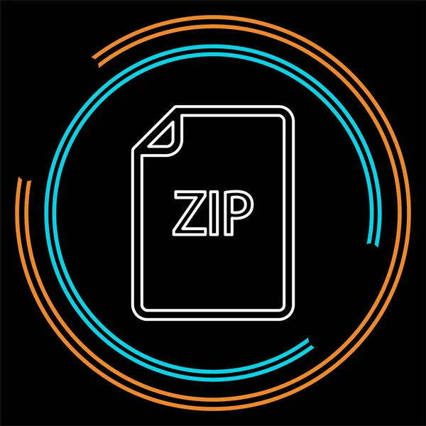 ダウンロード Zip ドキュメント アイコン ベクトル ファイル形式記号 細い線のピクトグラム — ストックベクタ
