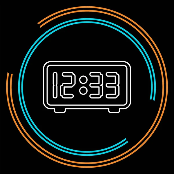 Digitala Displayen Klocka Vektorillustration Timer Nedräkning Tunn Linje Piktogram Disposition — Stock vektor