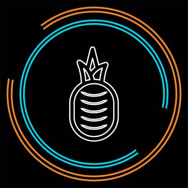 ananas illüstrasyon, tropikal meyve - organik gıda simge vektör. İnce çizgi piktogram - anahattı kontur