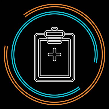 vektör tıbbi rapor simge tasarlamak - sağlık işareti kaydeder. İnce çizgi piktogram - anahattı kontur