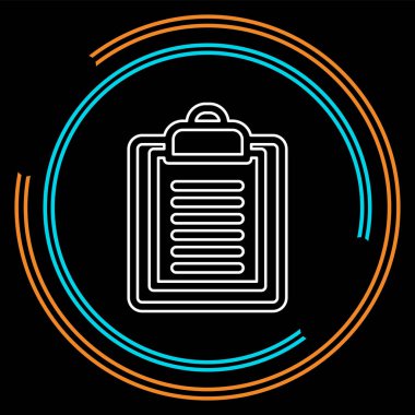 Pano ile denetim listesi kutsal kişilerin resmi. Pano web denetim listesi simgesini ile düz Illustration. İnce çizgi piktogram - anahattı kontur