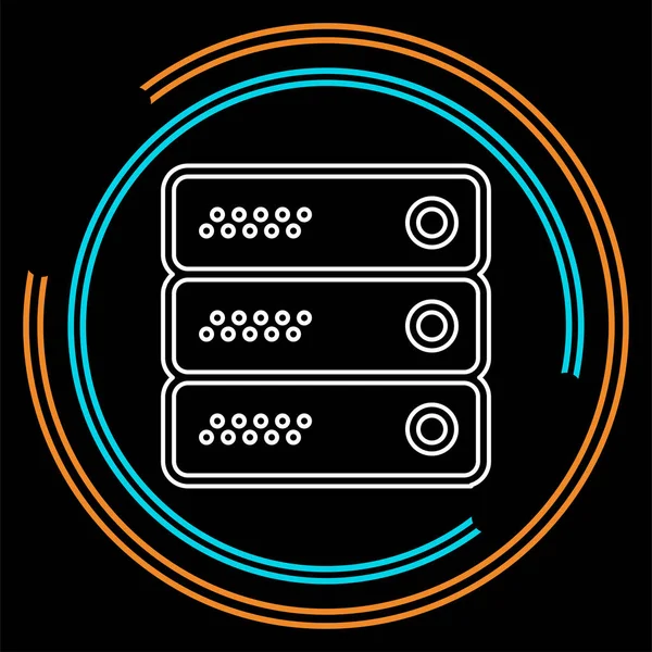 Illustration Racks Données Serveur Vecteur Icône Stockage Informatique Pictogramme Ligne — Image vectorielle