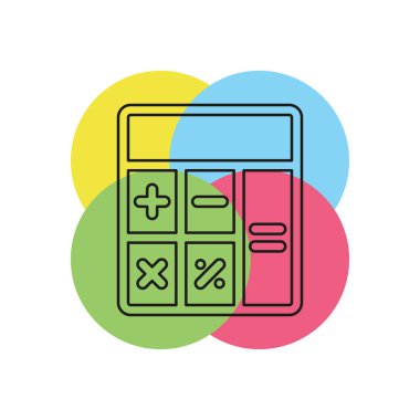 Basit hesap makinesi. İnce çizgi piktogram - anahattı kontur