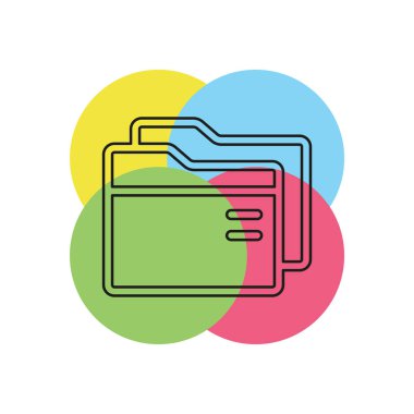 Basit klasör. İnce çizgi piktogram - anahattı kontur