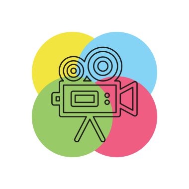 Basit Video kamera. İnce çizgi piktogram - anahattı kontur