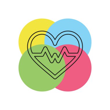 vektör kalp simgesi, durum izleyici, sağlık. İnce çizgi piktogram - anahattı kontur