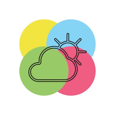 hava tahmini simgesi, mevsim bulutlar. İnce çizgi piktogram - anahattı kontur