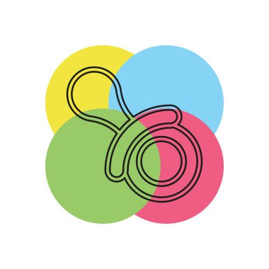 Çocuk emzik illüstrasyon - bebek çocuk sembolü - uyku oyuncak işareti, vektör izole - çocukluk çocuk kauçuk oyuncak. İnce çizgi piktogram - anahattı kontur