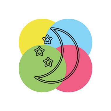 Ay yıldız vektör simgeler kümesi. izole uyku. İnce çizgi piktogram - anahattı kontur