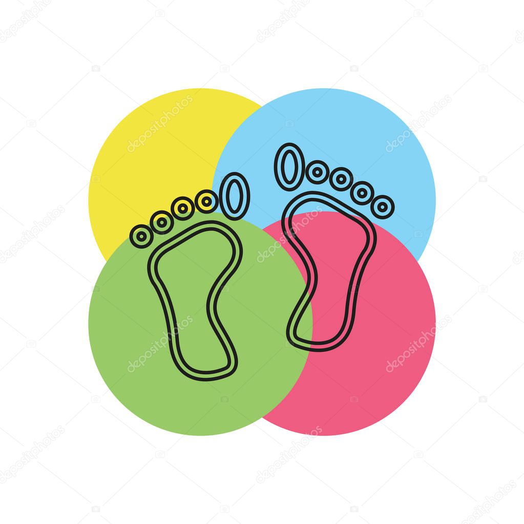 vector footprint illustration - human foot print symbol, feet silhouette isolated. Thin line pictogram - outline stroke