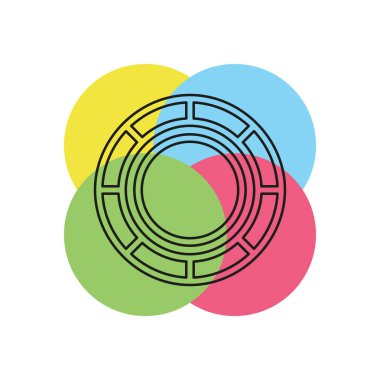 Fiş vektör casino, casino fişi izole. İnce çizgi piktogram - anahattı kontur