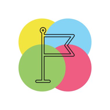 Bayrak işaretçi işareti simgesi. Yer işareti sembolü. İnce çizgi piktogram - anahattı kontur