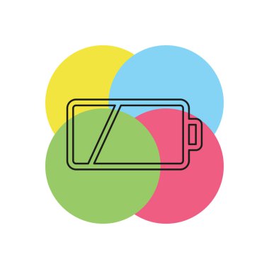 düşük pil şarj vektör - pil illüstrasyon, elektrik sembolü - enerji işareti güç. İnce çizgi piktogram - anahattı kontur