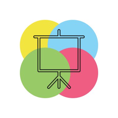 Eğitim Kurulu simgesi, okul tebeşir tahtası illüstrasyon, sembol çizim. İnce çizgi piktogram - anahattı kontur