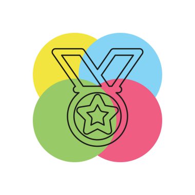 simge - altın madalya kazanan - başarı sembolü - ilk yer ödülü kazanmak. İnce çizgi piktogram - anahattı kontur