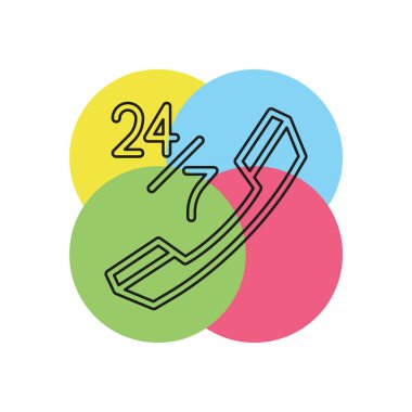 24 7 müşteri servisi simgesini - müşteri destek simge - Çağrı Merkezi simgesi. İnce çizgi piktogram - anahattı kontur