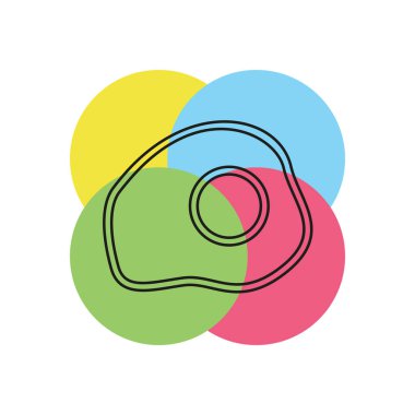 Kızarmış vektör yumurta çizim - Paskalya sembolü, sağlıklı protein yemek. İnce çizgi piktogram - anahattı kontur