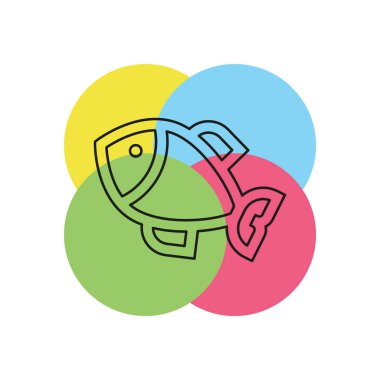 vektör balık illüstrasyon - doğa sembolü, deniz ürünleri simgesi - okyanus Balık tutma izole. İnce çizgi piktogram - anahattı kontur