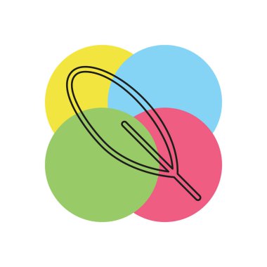 tüy kalem quill simgesi, vektör mürekkep çizim - hat kalem işareti izole. İnce çizgi piktogram - anahattı kontur