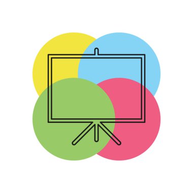 vektör tanıtım kurulu simgesi, eğitim simgesi. İnce çizgi piktogram - anahattı kontur