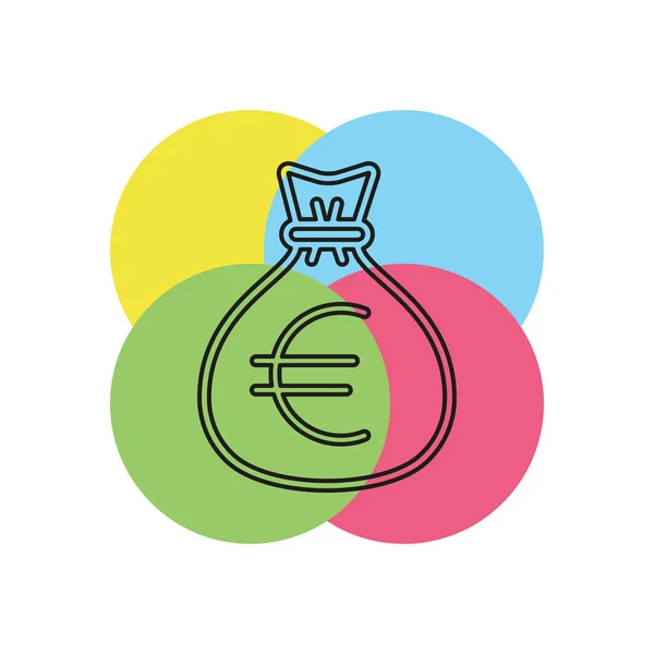 Ilustração Saco Dinheiro Euro Vetor Símbolo Euro Saco Dinheiro Isolado — Vetor de Stock