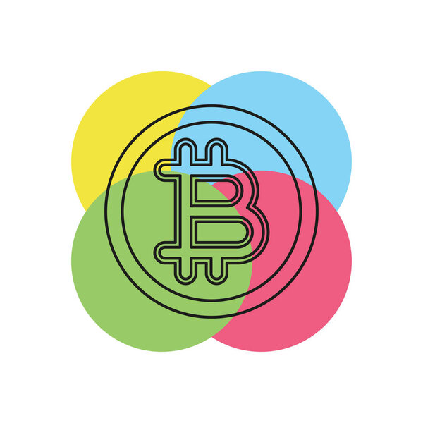 bitcoin illustration isolated, money symbol - vector bitcoin, cash payment. Thin line pictogram - outline stroke