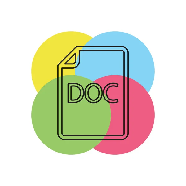 Doc Document Icon Symbol Für Das Vektordateiformat Herunterladen Dünne Linie — Stockvektor