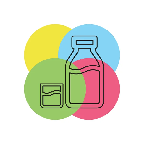 Bouteille Lait Vecteur Illustration Verre Symbole Boisson Aliments Sains Produits — Image vectorielle