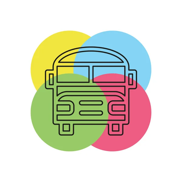 Icono Del Autobús Escolar Vehículo Transporte Vectorial Pictograma Línea Delgada — Vector de stock