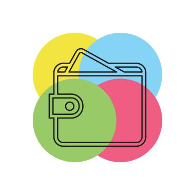 vektör para cüzdanı simgesi, çanta. İnce çizgi piktogram - anahattı kontur