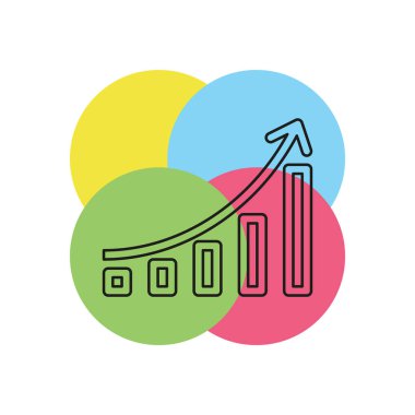 vektör mali grafik - analitik grafik, finansal veriler rapor simgesi. İnce çizgi piktogram - anahattı kontur