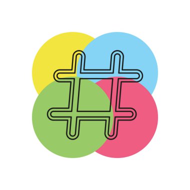 Hashtag simgesi. Basit öğe örnek. Sosyal medya pazarlama koleksiyonundan hashtag sembolü tasarım. Web ve mobil kullanılabilir. İnce çizgi piktogram - anahattı kontur