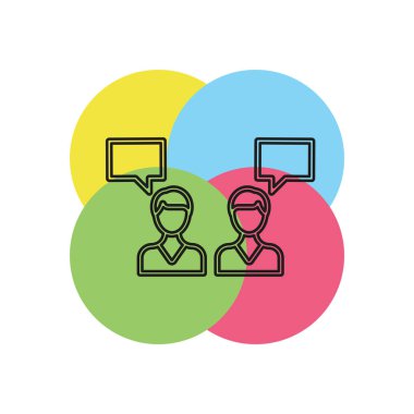 Tartışma simgesi. Basit öğe örnek. tartışma kavramı sembol tasarım seçimleri koleksiyonundan. Mobil ve web için kullanılabilir. İnce çizgi piktogram - anahattı kontur