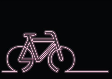 bir bisiklet işaret neon vektör etkisi ile sürekli çizgi çizme