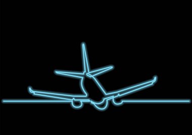 bir çizim için izole vektör nesnesinin - neon vektör etkisi ile yolcu uçak
