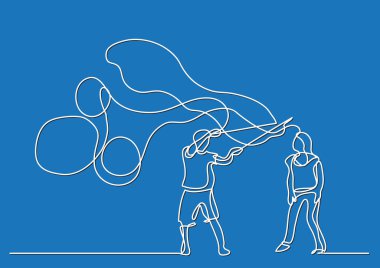 sabun köpüğü yapma çiftin bir çizgi çizme