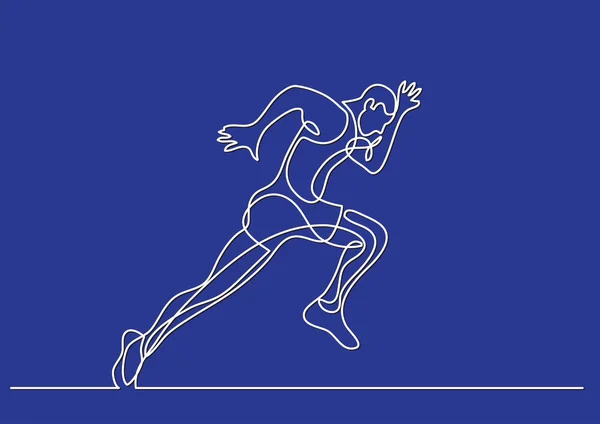 Dibujo Una Línea Atleta Corriendo Rápido — Archivo Imágenes Vectoriales