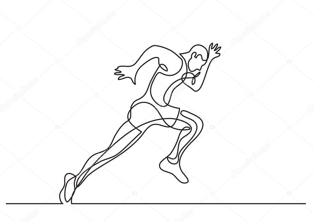 one line drawing of athlete running fast