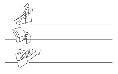 Banner Tasarım - sürekli çizgi çizme, iş ikonları/simgeleri: yükselen grafiği, büyüme sembolü, analytics