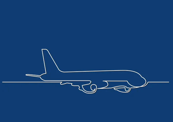 Eine Linienzeichnung Eines Isolierten Vektorobjekts Passagierflugzeug — Stockvektor